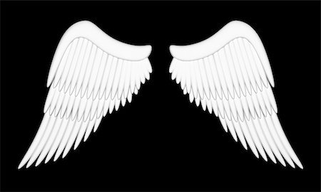 Illustration of wings of an angel on a black background Stockbilder - Microstock & Abonnement, Bildnummer: 400-05930598