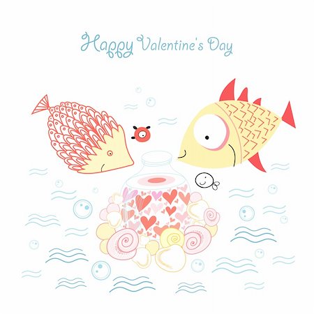simsearch:400-06100097,k - fun loving fish on a white decorative background Stock Photo - Budget Royalty-Free & Subscription, Code: 400-05931621