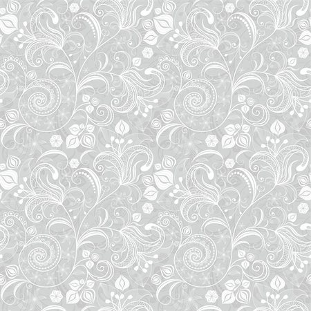 Seamless gentle gray-white floral pattern with vintage flowers (vector) Photographie de stock - Aubaine LD & Abonnement, Code: 400-05933151