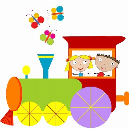 Children background with steam engine Stock Photo - Budget Royalty-Free & Subscription, Code: 400-05933187