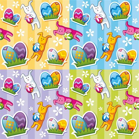 simsearch:400-05371255,k - Seamless spring pattern with easter eggs and rabbits Foto de stock - Royalty-Free Super Valor e Assinatura, Número: 400-05945654