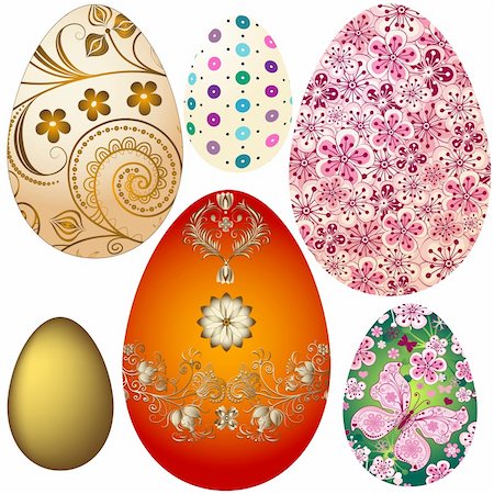 Set colorful Easter`s eggs isolated on white (vector EPS 10) Stock Photo - Budget Royalty-Free & Subscription, Code: 400-05946475