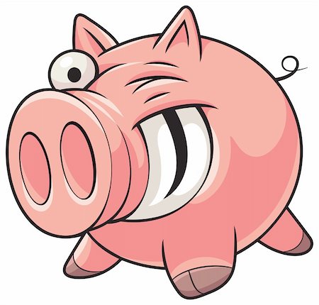 Illustration of a happy fat pink pig with a big smile showing teeth Stock Photo - Budget Royalty-Free & Subscription, Code: 400-05946513