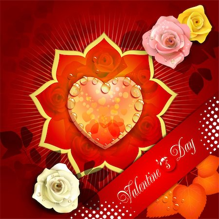 simsearch:400-06082408,k - Valentine's day card with roses Fotografie stock - Microstock e Abbonamento, Codice: 400-05946537