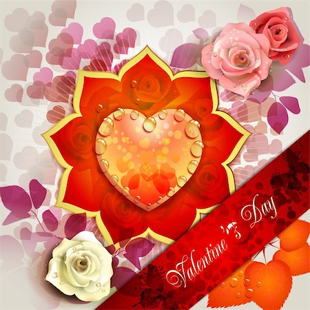 simsearch:400-06082408,k - Valentine's day card with hearts and roses Fotografie stock - Microstock e Abbonamento, Codice: 400-05946539