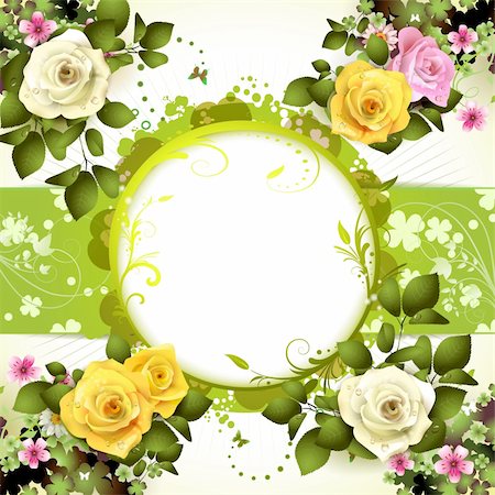 rose butterfly illustration - Springtime background with flowers and butterflies Stock Photo - Budget Royalty-Free & Subscription, Code: 400-05946545