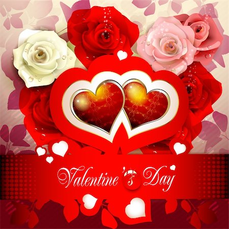 simsearch:400-06082408,k - Valentine's day card with colored roses Fotografie stock - Microstock e Abbonamento, Codice: 400-05946543
