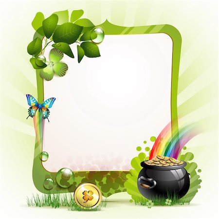 simsearch:400-05894214,k - Mirror frame for St. Patrick's Day with clover and coins Stock Photo - Budget Royalty-Free & Subscription, Code: 400-05946558