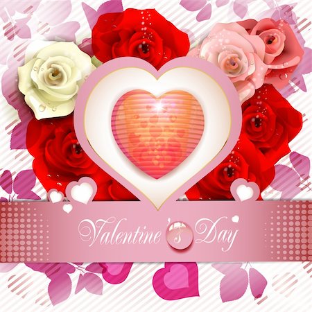 simsearch:400-05894205,k - Heart over floral background with roses Stock Photo - Budget Royalty-Free & Subscription, Code: 400-05946575