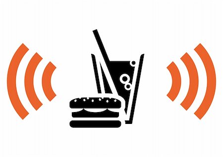 Icon of fast food cafe with Wi-Fi hotspot Stock Photo - Budget Royalty-Free & Subscription, Code: 400-05946609