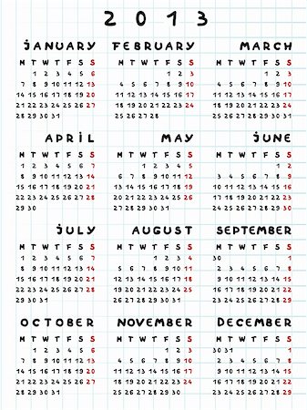 2013 calendar on a math paper, comics text Foto de stock - Super Valor sin royalties y Suscripción, Código: 400-05946611