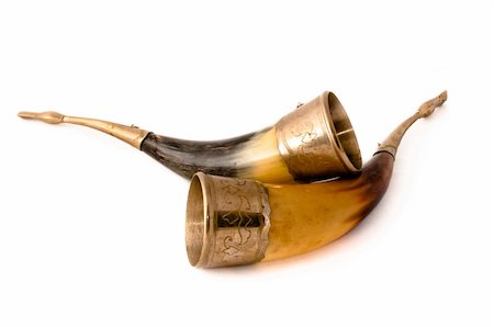 dmitryelagin (artist) - Old and curved drinking horns isolated on white Stock Photo - Budget Royalty-Free & Subscription, Code: 400-05946740
