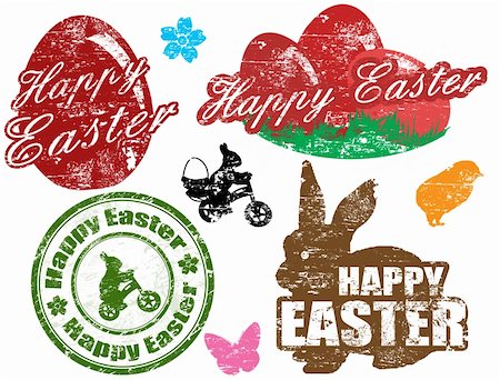 simsearch:400-04284156,k - Set of isolated grunge Easter stamps on white background, vector illustration Photographie de stock - Aubaine LD & Abonnement, Code: 400-05946939
