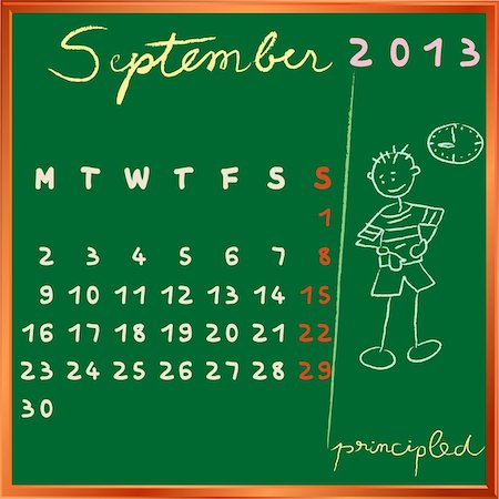 2013 calendar on a chalkboard, september design with the principled student profile for international schools Stock Photo - Budget Royalty-Free & Subscription, Code: 400-05947478