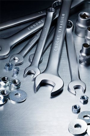 simsearch:400-04009626,k - Metal work tools, steel parts. Foto de stock - Royalty-Free Super Valor e Assinatura, Número: 400-05947521