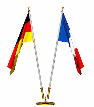 simsearch:400-04186091,k - Flags of Germany and France on golden pedestal isolated on white Stock Photo - Budget Royalty-Free & Subscription, Code: 400-05947598