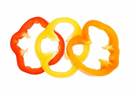 simsearch:400-06092107,k - Slices of bell peppers isolated on white background Fotografie stock - Microstock e Abbonamento, Codice: 400-06064193