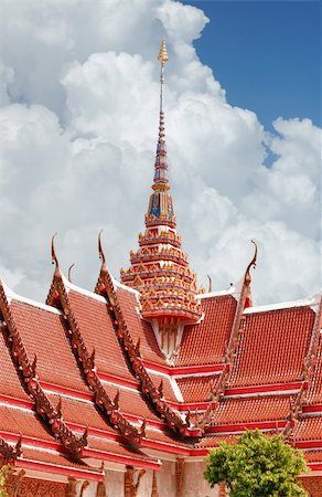 Roofing Buddhist monastery on the sky background. Wat Chalong Stock Photo - Budget Royalty-Free & Subscription, Code: 400-06064218