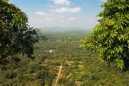 simsearch:400-09070594,k - The gardens of Sigiriya, view from the summit of the Sigiriya rock in Sri Lanka, ancient fortress and buddhist monastery Stock Photo - Budget Royalty-Free & Subscription, Code: 400-06064322