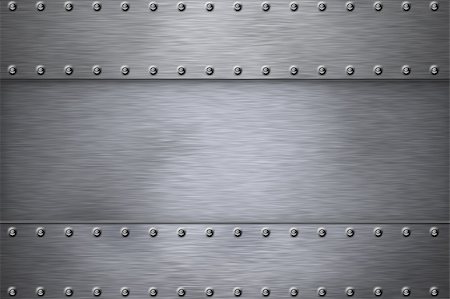 Rivets in brushed steel background. Copy space. Stock Photo - Budget Royalty-Free & Subscription, Code: 400-06064356