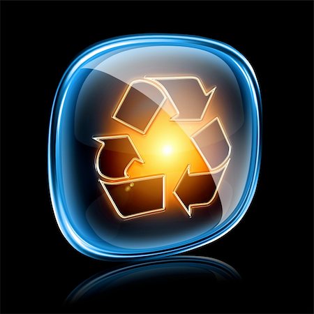 simsearch:400-04001346,k - Recycling symbol icon neon, isolated on black background. Foto de stock - Royalty-Free Super Valor e Assinatura, Número: 400-06064379