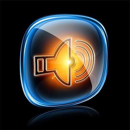speaker icon neon, isolated on black background. Stock Photo - Budget Royalty-Free & Subscription, Code: 400-06064397