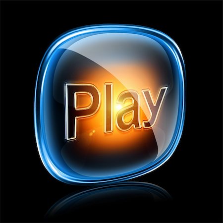 Play icon neon, isolated on black background Stock Photo - Budget Royalty-Free & Subscription, Code: 400-06064405