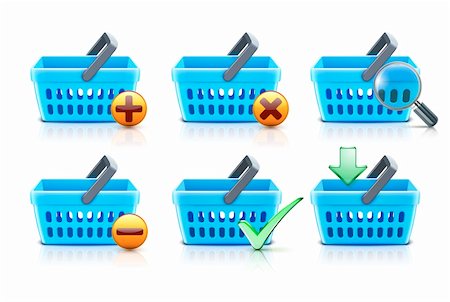 simsearch:400-04164257,k - Vector illustration set of empty supermarket shopping baskets Stock Photo - Budget Royalty-Free & Subscription, Code: 400-06064596
