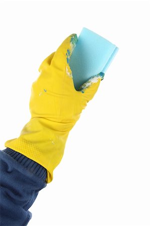 simsearch:400-04324983,k - Hand in yellow glove with sponge,over white Stock Photo - Budget Royalty-Free & Subscription, Code: 400-06064637