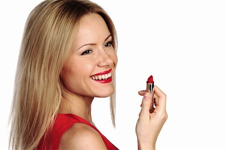 simsearch:400-04575822,k - woman red lipstick isolated on white Photographie de stock - Aubaine LD & Abonnement, Code: 400-06064822