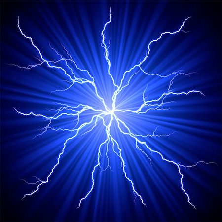 electrical white blue lightnings fireball over dark background Stock Photo - Budget Royalty-Free & Subscription, Code: 400-06064834