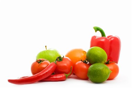 simsearch:400-06954534,k - fruits and vegetables isolated over white Stock Photo - Budget Royalty-Free & Subscription, Code: 400-06065396
