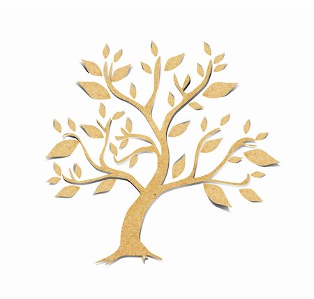 paper cut illustration - Tree recycled paper craft stick Stock Photo - Budget Royalty-Free & Subscription, Code: 400-06065517