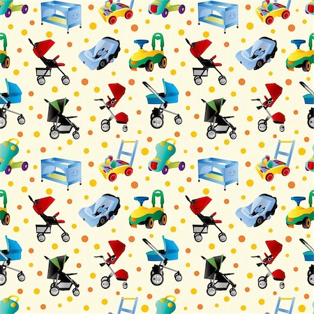 baby carriage seamless pattern Stock Photo - Budget Royalty-Free & Subscription, Code: 400-06065649