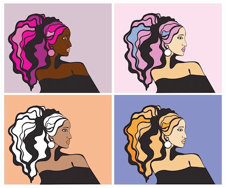 Colorful woman  hairstyle. Popart style. Vector illustration. Stock Photo - Budget Royalty-Free & Subscription, Code: 400-06065701