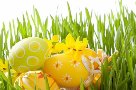 painted happy flowers - Colorful Easter eggs on a white background Stock Photo - Budget Royalty-Free & Subscription, Code: 400-06065779