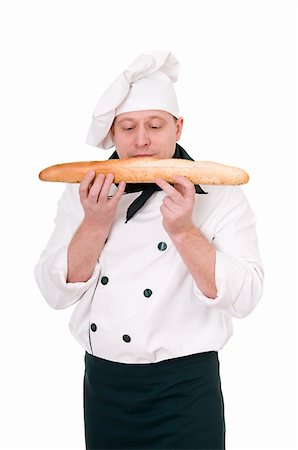 simsearch:400-06078465,k - chef with French roll isolated on white background Stock Photo - Budget Royalty-Free & Subscription, Code: 400-06065863