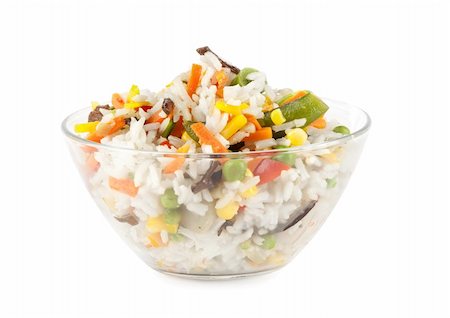 simsearch:400-04997357,k - bowl of rice and vegetables on a white background Photographie de stock - Aubaine LD & Abonnement, Code: 400-06066088