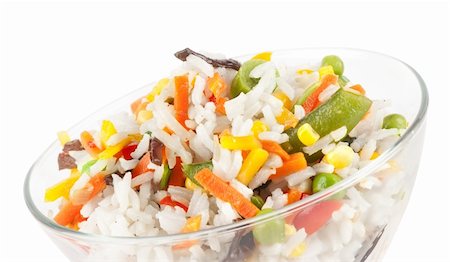 fried rice bowl - rice with vegetables isolated on white Stock Photo - Budget Royalty-Free & Subscription, Code: 400-06066089