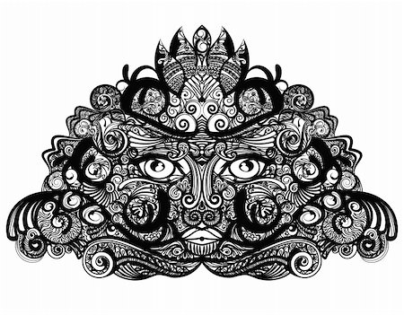 Detailed, hand drawn illustration of a male face or mask Foto de stock - Super Valor sin royalties y Suscripción, Código: 400-06066204
