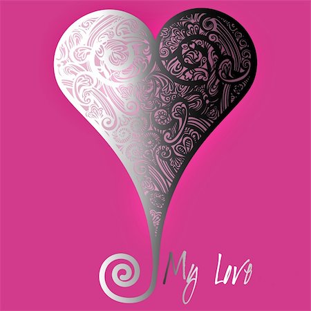 elegant silver background - Silver heart with text :MY LOVE, on bright, pink background Stock Photo - Budget Royalty-Free & Subscription, Code: 400-06066201