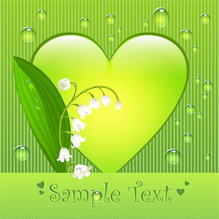 simsearch:400-04350659,k - Summer love greeting postcard with lily of the valley flower and fresh water drops Fotografie stock - Microstock e Abbonamento, Codice: 400-06066271