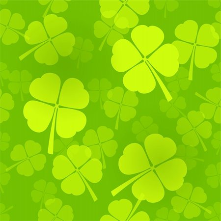 simsearch:400-05885156,k - Green Seamless Pattern with Clover leaves for infinite luck Stock Photo - Budget Royalty-Free & Subscription, Code: 400-06066378