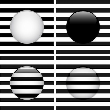 Vector - Set of Four Glass Circle Black and White Stripes Stock Photo - Budget Royalty-Free & Subscription, Code: 400-06066449