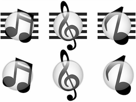 Vector - Set of Music Notes Glass Button Stock Photo - Budget Royalty-Free & Subscription, Code: 400-06066452