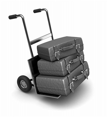 simsearch:400-07262064,k - 3d illustration of luggage on truck, isolated over white background Stock Photo - Budget Royalty-Free & Subscription, Code: 400-06066568
