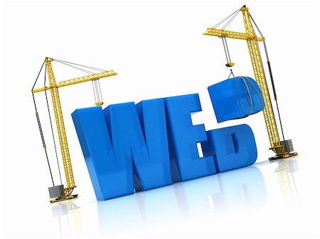 simsearch:400-05127436,k - 3d illustration of cranes building text 'web', web design concept Stock Photo - Budget Royalty-Free & Subscription, Code: 400-06066578