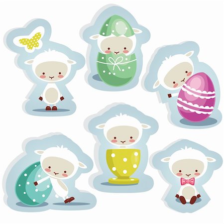 scrapbook - Cute easter stickers  isolated, vector illustration Stock Photo - Budget Royalty-Free & Subscription, Code: 400-06066689