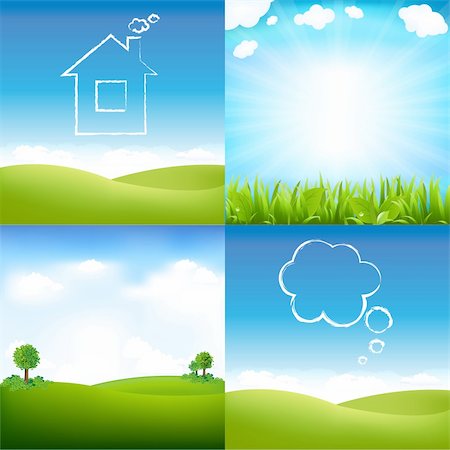 Landscape And Sky, Vector Illustration Stock Photo - Budget Royalty-Free & Subscription, Code: 400-06066756