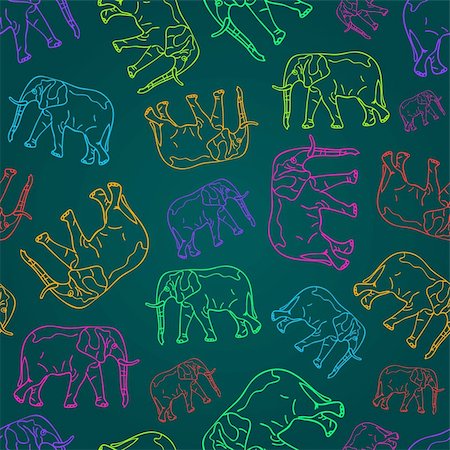 Seamless Pattern with  Elephant Silhouettes on Dark Background. Vector Illustration Stock Photo - Budget Royalty-Free & Subscription, Code: 400-06066824